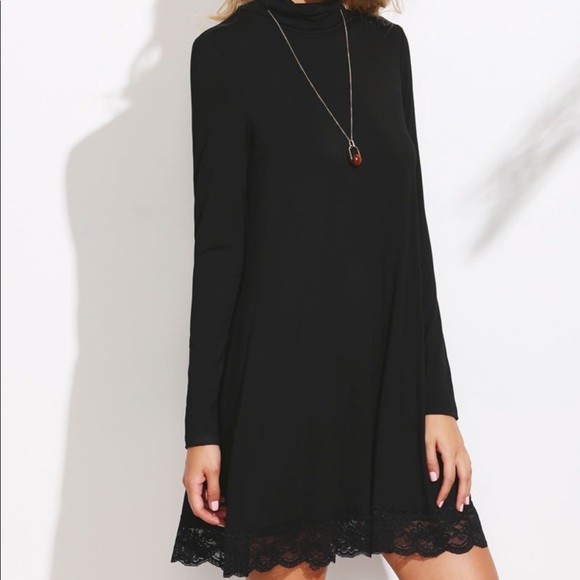 Cowl Neck Lace Trim Shift Dress - Picture 3 of 5